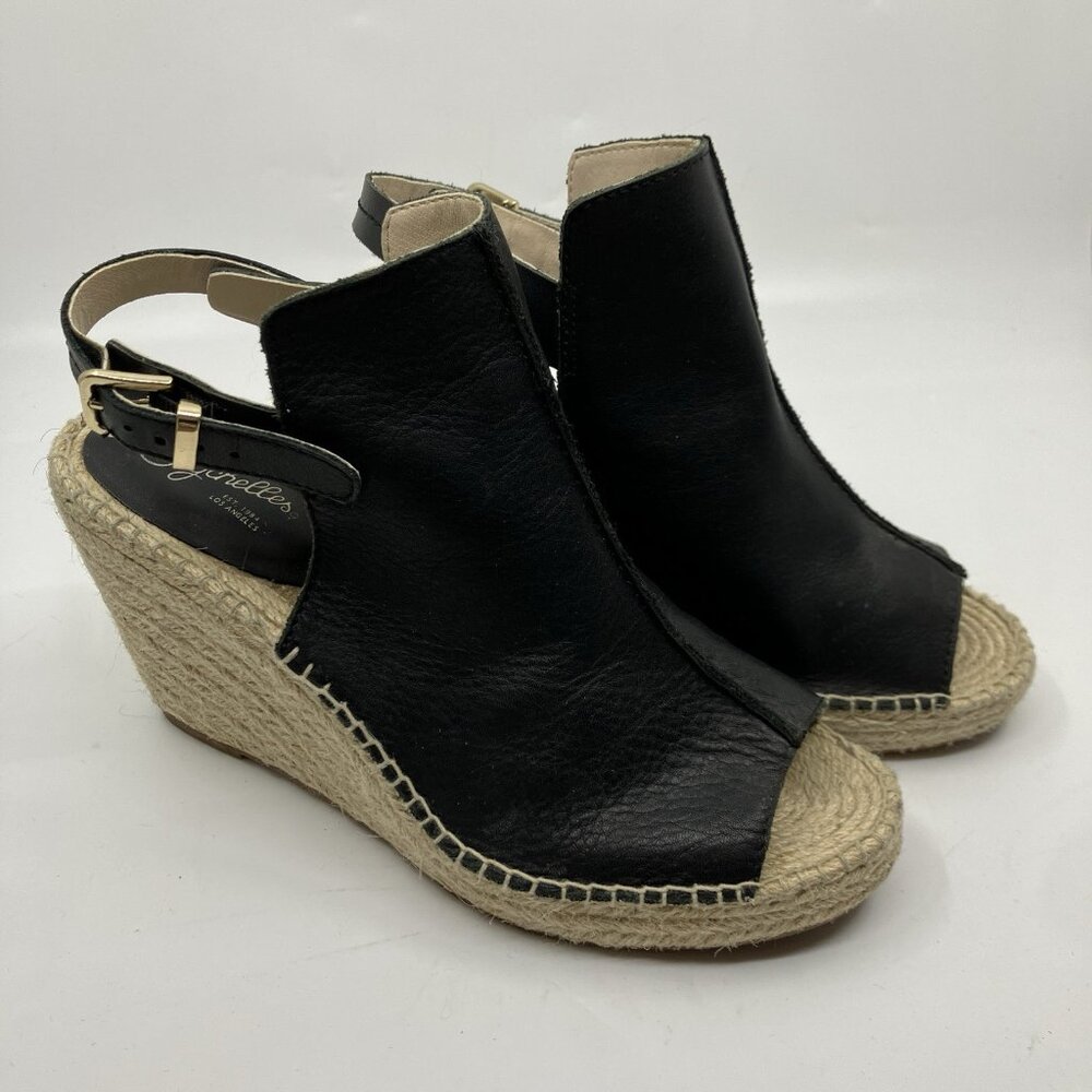 Seychelles Promenade Sandal Womens 8.5 Black‎ Suede Espadrille Wedge Heel Shoe